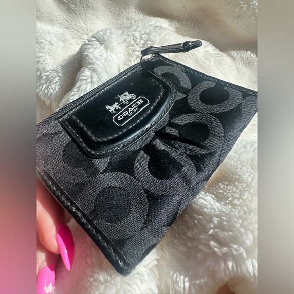 Coach Black Signature C Canvas Coin Purse/Card Holder - Picture 3 of 7